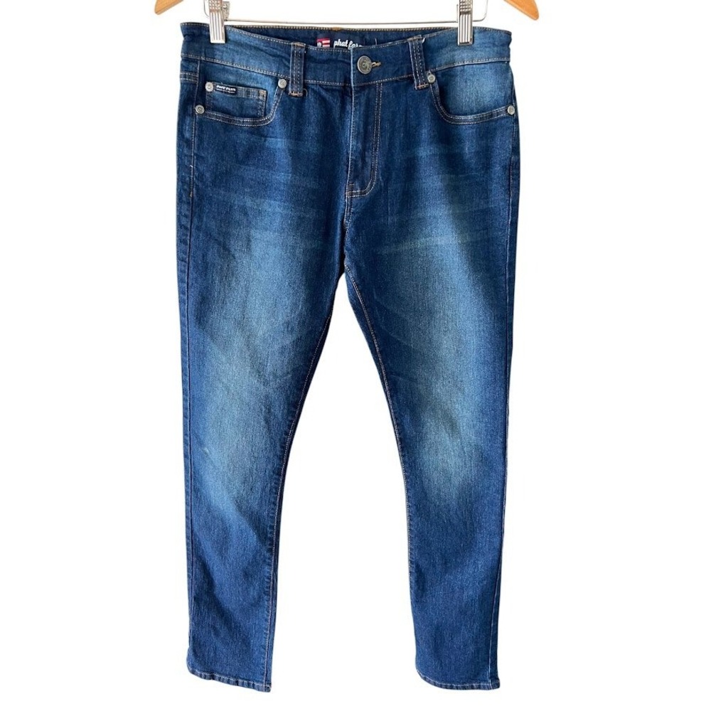 Phat Farm Stretch Slim Jeans Mens 32W x 32L Medium Wash Blue Denim 5-Pocket